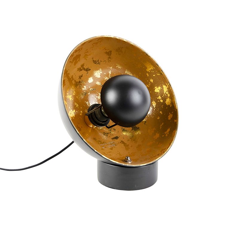 Industriële tafellamp zwart met gouden binnenkant - Magna Eglip