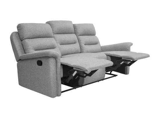 Canapé de Relaxation 3 places en Tissu Gris Léon - Gris clair - L191 x 94 x 100cm - Loungitude