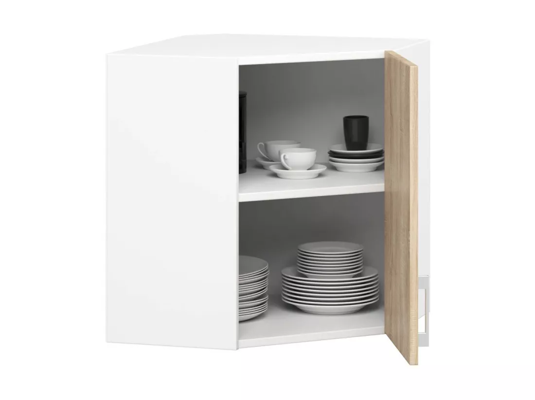 Armoires de cuisine haute AKORD d'angle W60 LIMA Blanc 60 cm 1 porte façade Chêne Sonoma 2 étagères 60x30,5x58 cm