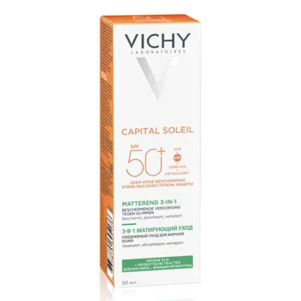 Vichy Capital Soleil Crème Solaire Visage Matifiante 3 en 1 SPF50+ 50ml