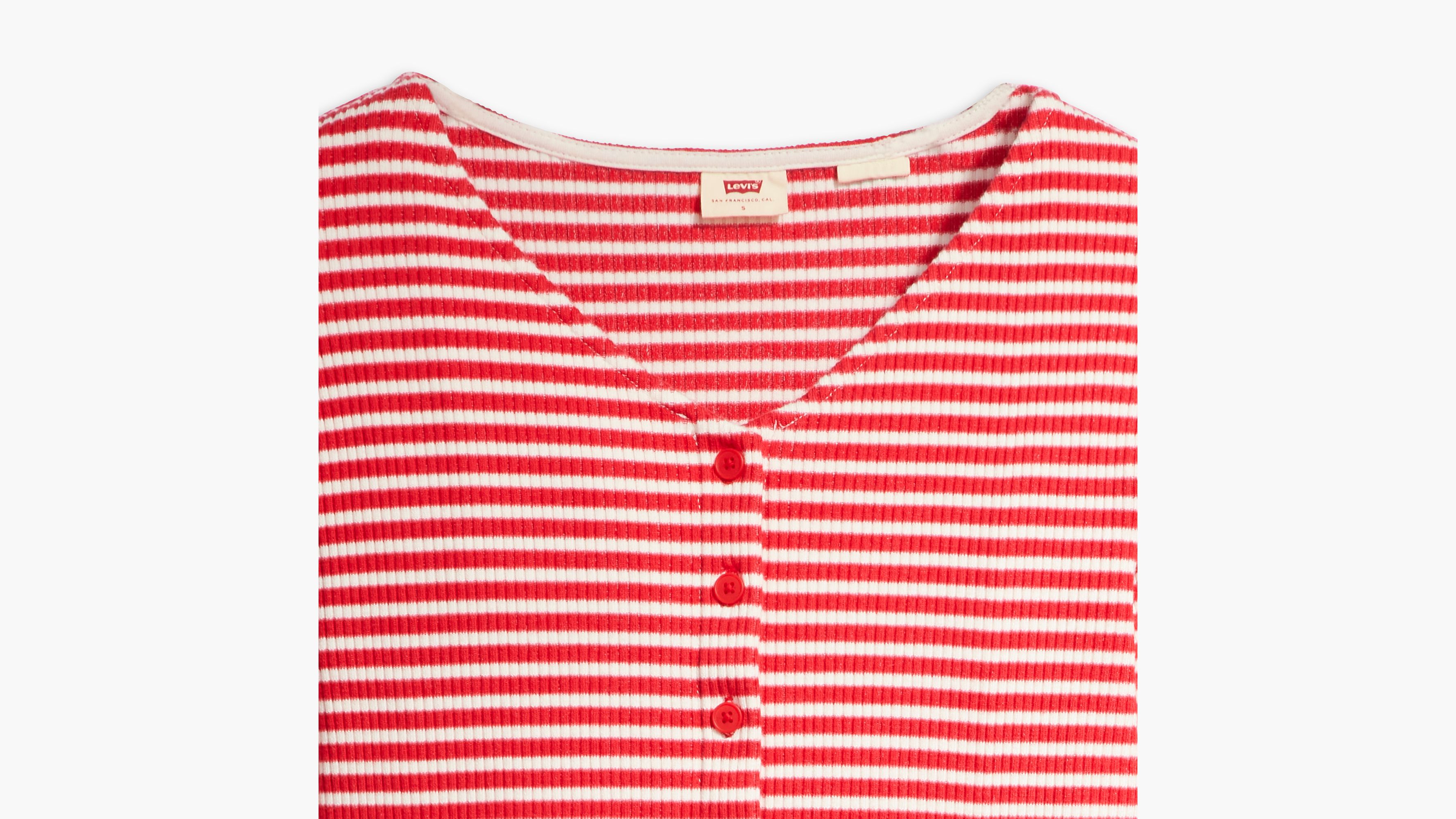 T-shirt manches longues Monica - Penny Stripe Script Red - Rouge