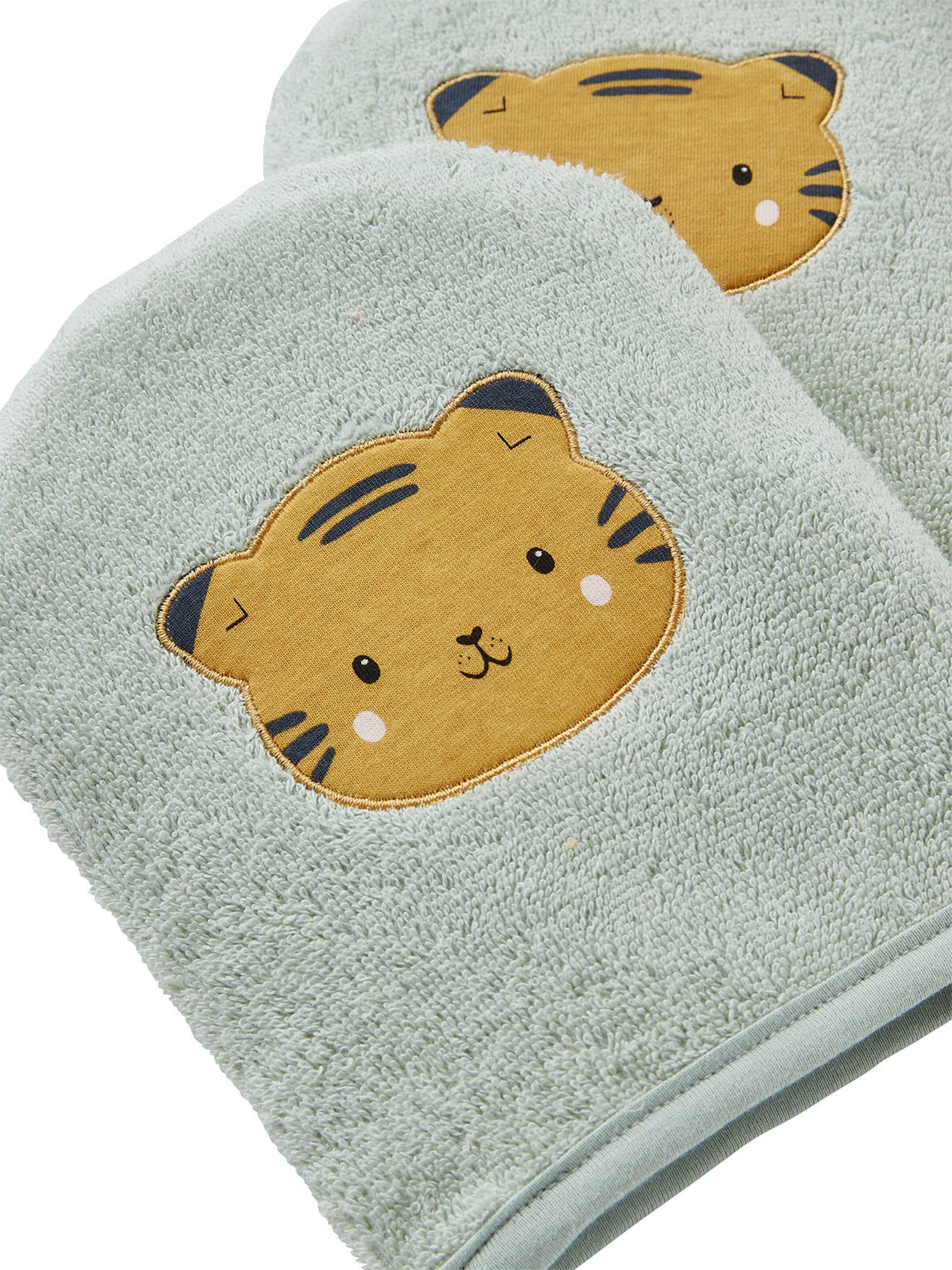 Vertbaudet 2er-Pack Baby Waschhandschuhe, Panda oder Tiger grün tiger