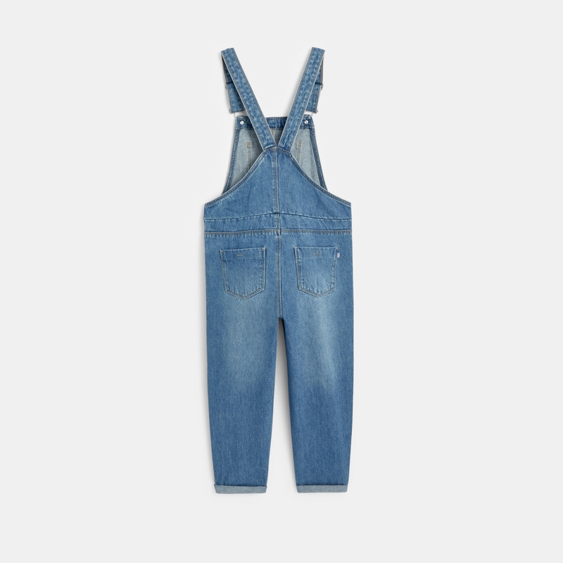 Salopette en jean délavé bleue fille