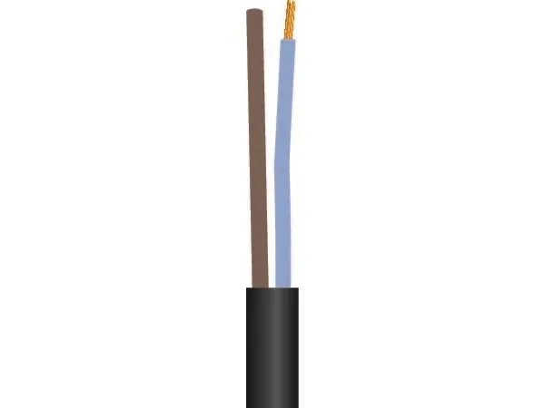 Tilledning rund, pvc2x1,5 mm² PKA sort 300/500Vring, kabeldiameter 8,6 mm - (100 meter)