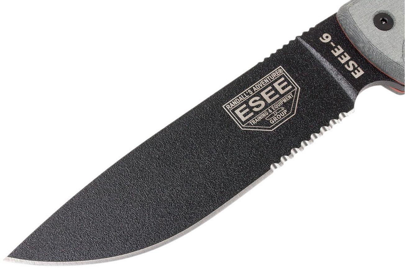 ESEE Model 6 Serrated 6S survivalmes met zwarte schede   riemclip