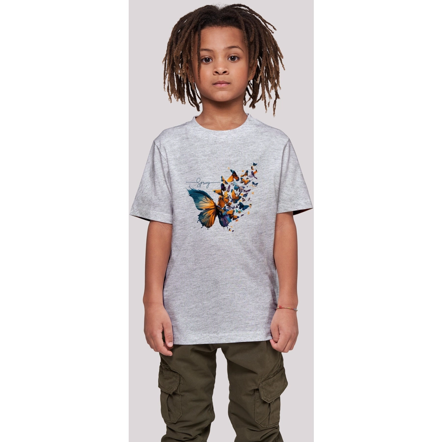 F4NT4STIC T-Shirt Schmetterling Frühling Tee Unisex heather grey