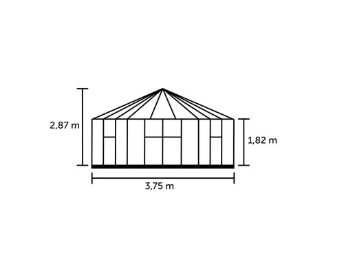 Kas Hallen Atrium, veiligheidsglas 3 mm, 375 x 375 cm, groen