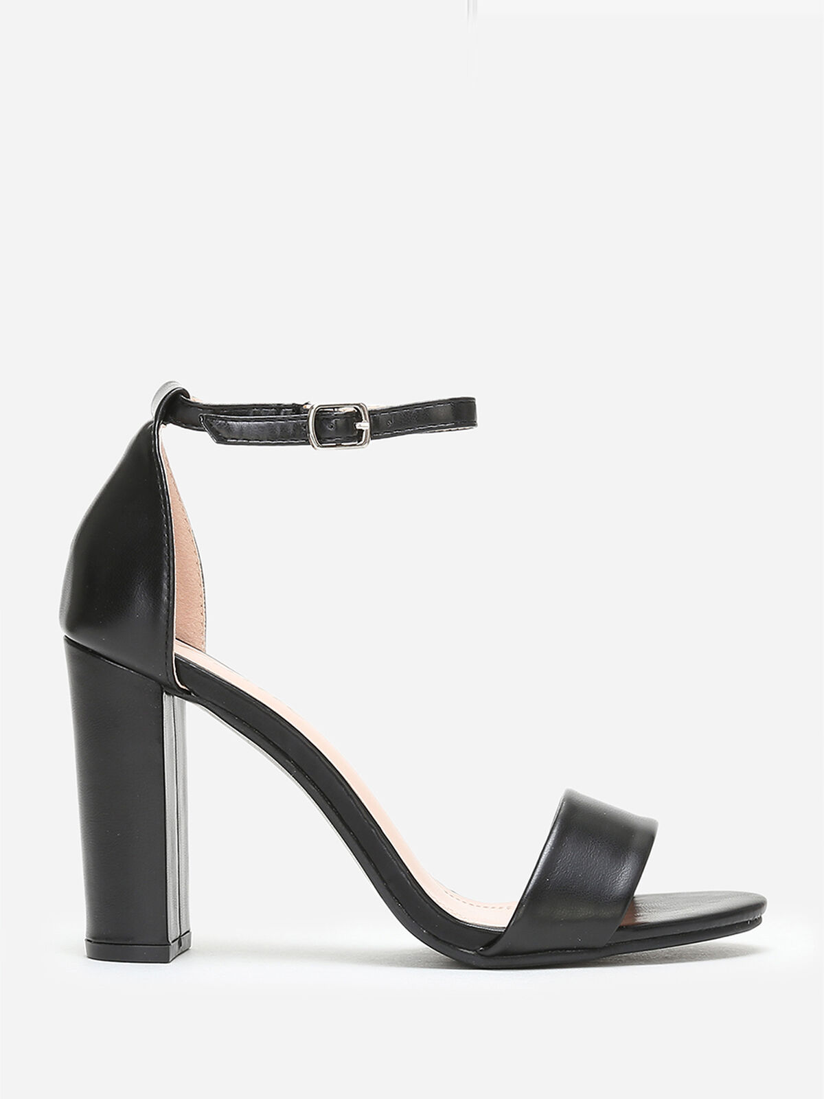 Sandales simple à talon demi-lune- Noir