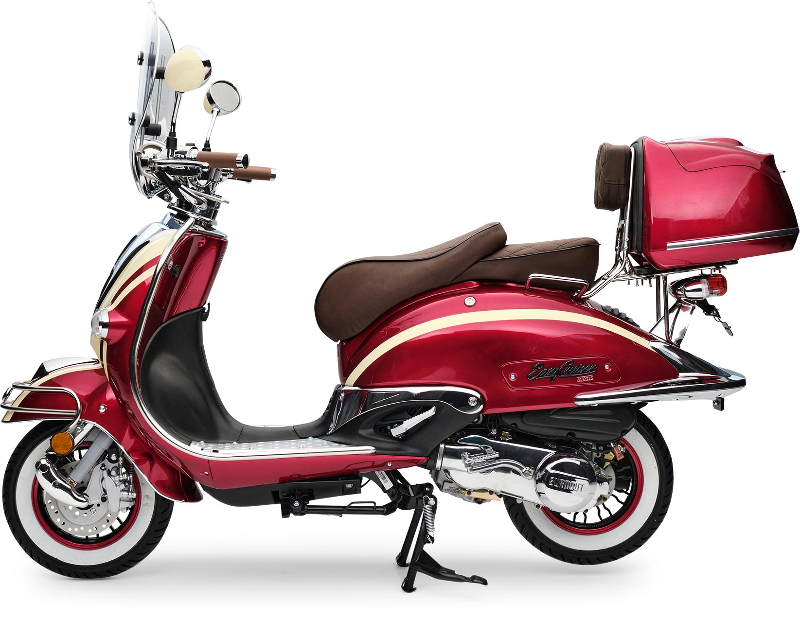 Motorroller Retro EasyCruiser Artemis Rot Beige 50ccm 45 kmh Moped Scooter