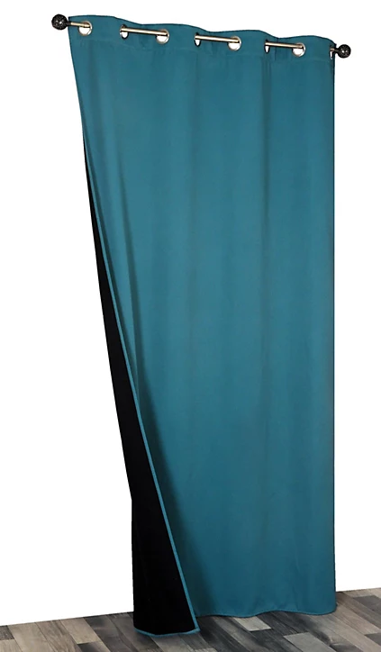 Rideau thermique 100% polyester avec œillets l.140 x H. 240 cm bleu canard
