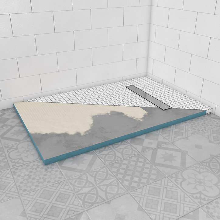 Receveur de douche extra-plat 80 x 120 cm, gris, bonde linéaire, Galedo Showerplate
