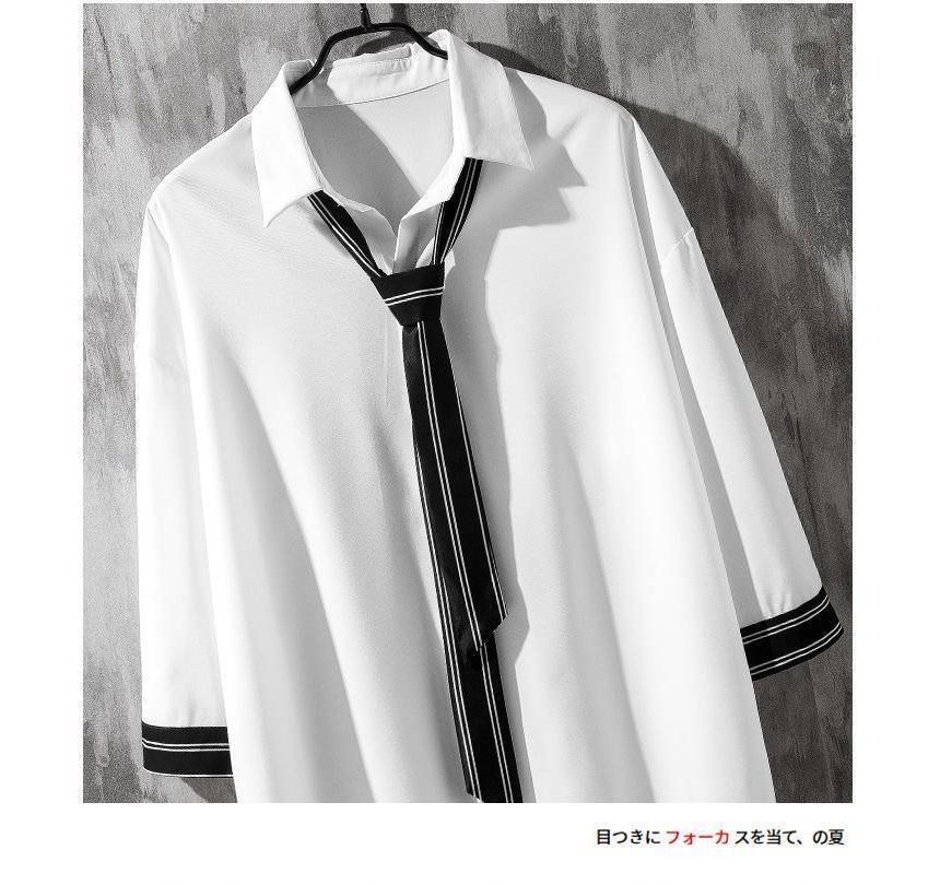Tonni's - Shirt met stropdas en elleboogmouwen