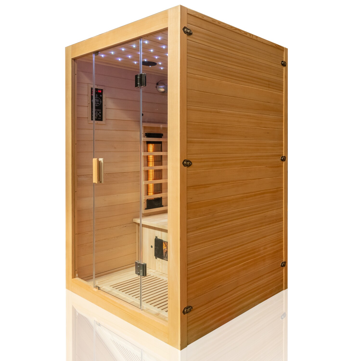 Dewello® Infrarotkabine Infrarotsauna MILTON 135cm x 105cm inkl. 6 Vollspektrumstrahler, Bodenstrahler, 2 Personen, LED