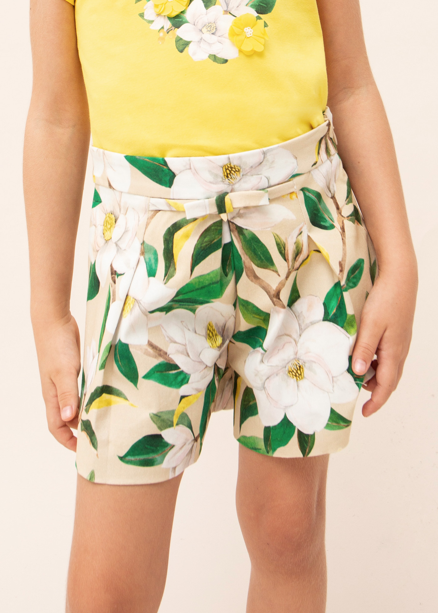 Calças culote estampadas em algodão para meninas