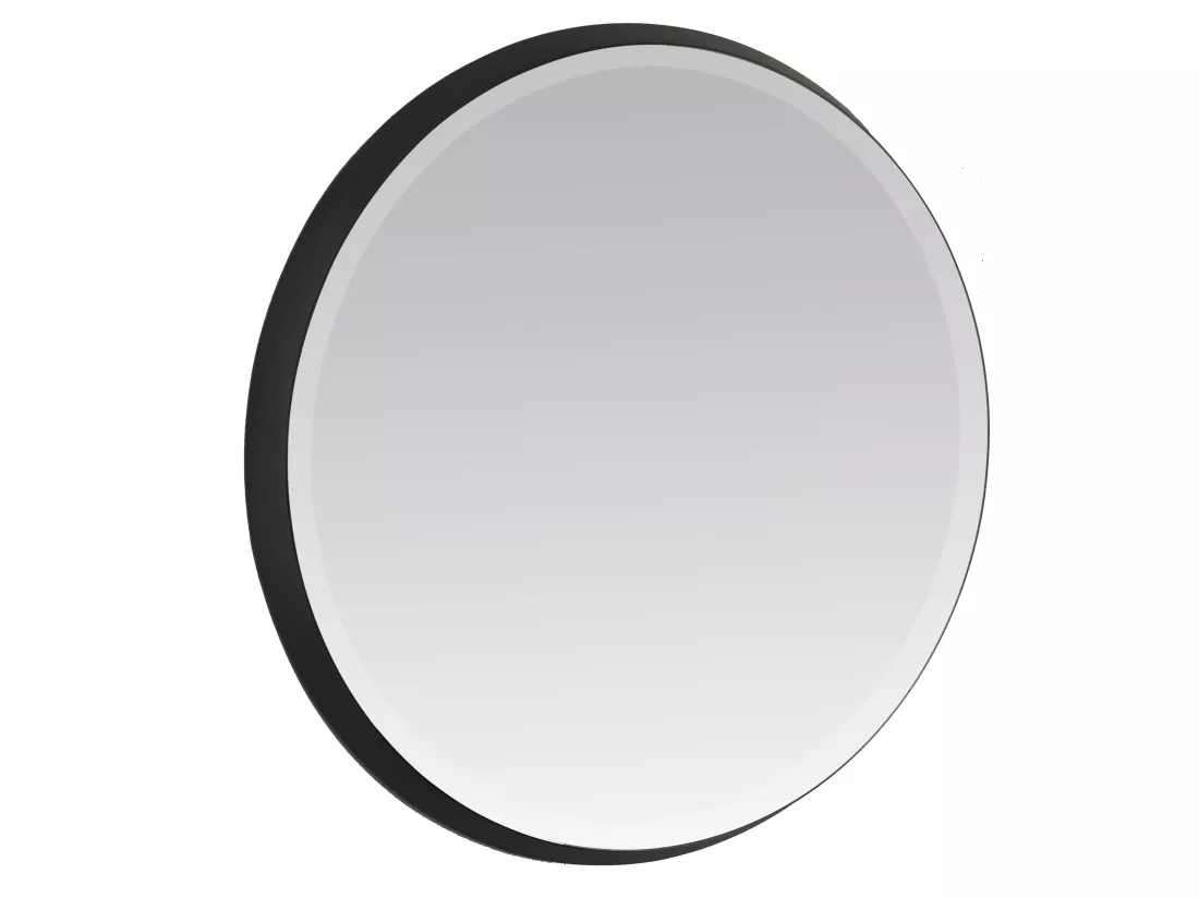 Miroir biseauté rond à bords larges noir 54x54x4cm