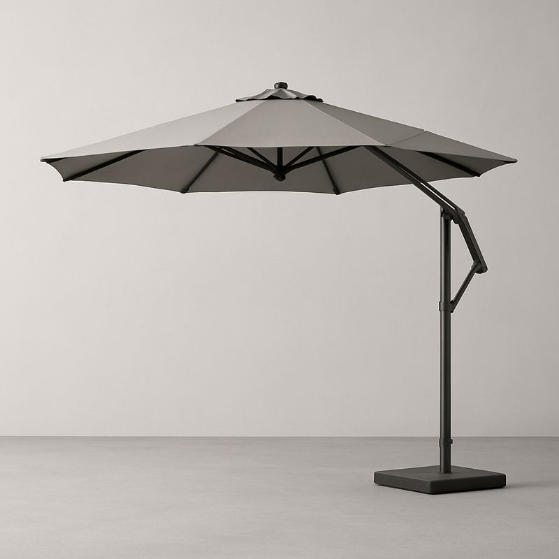 Achteckiger Gartenschirm, Polyester, Aluminium, schwarz-grau, 300 cm