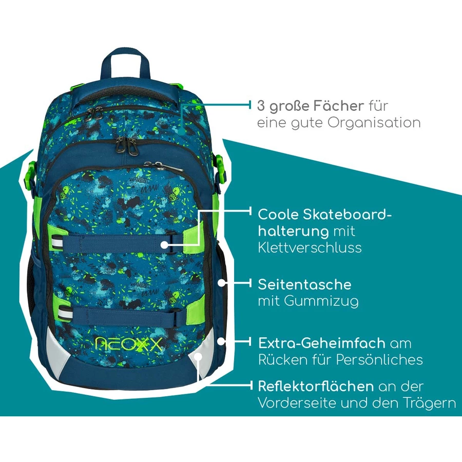 neoxx Active Schulrucksack Petrol Extreme