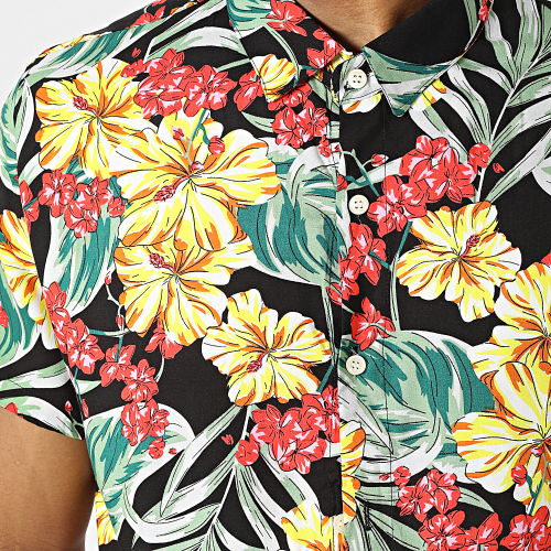 Chemise Manches Courtes Noir Floral