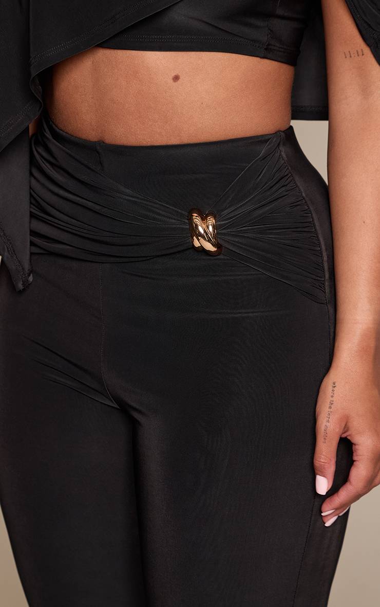 Noir Capri Moulant En Tissu Slinky Avec Détails De Bordure Shape