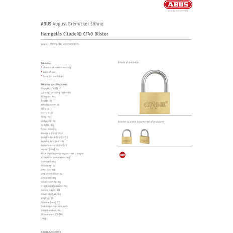 ABUS Citadel CF40 hængelås