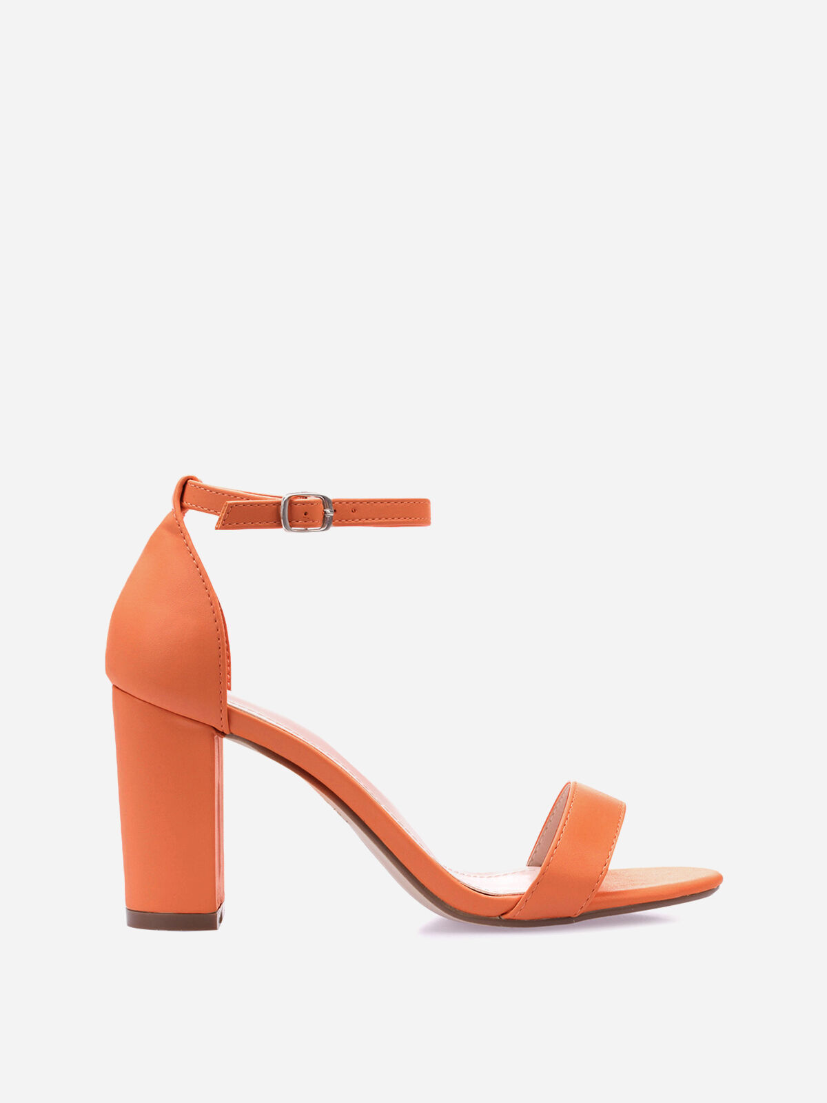 Sandales à bride et talon carrés- orange
