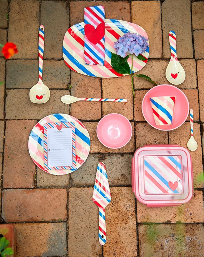 Melamin-Schale CANDY STRIPES small in bunt/rosa