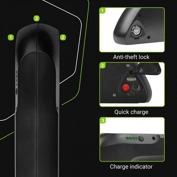 Green Cell elcykelbatteri 36V 13Ah med lader