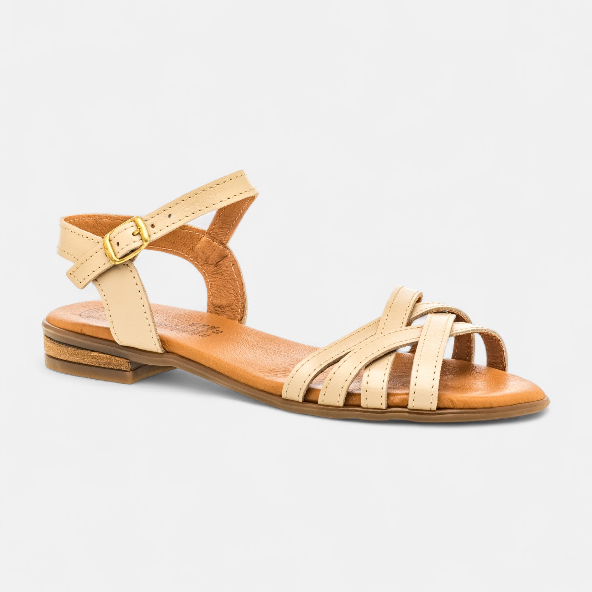 Nu-pieds Femme en cuir beige