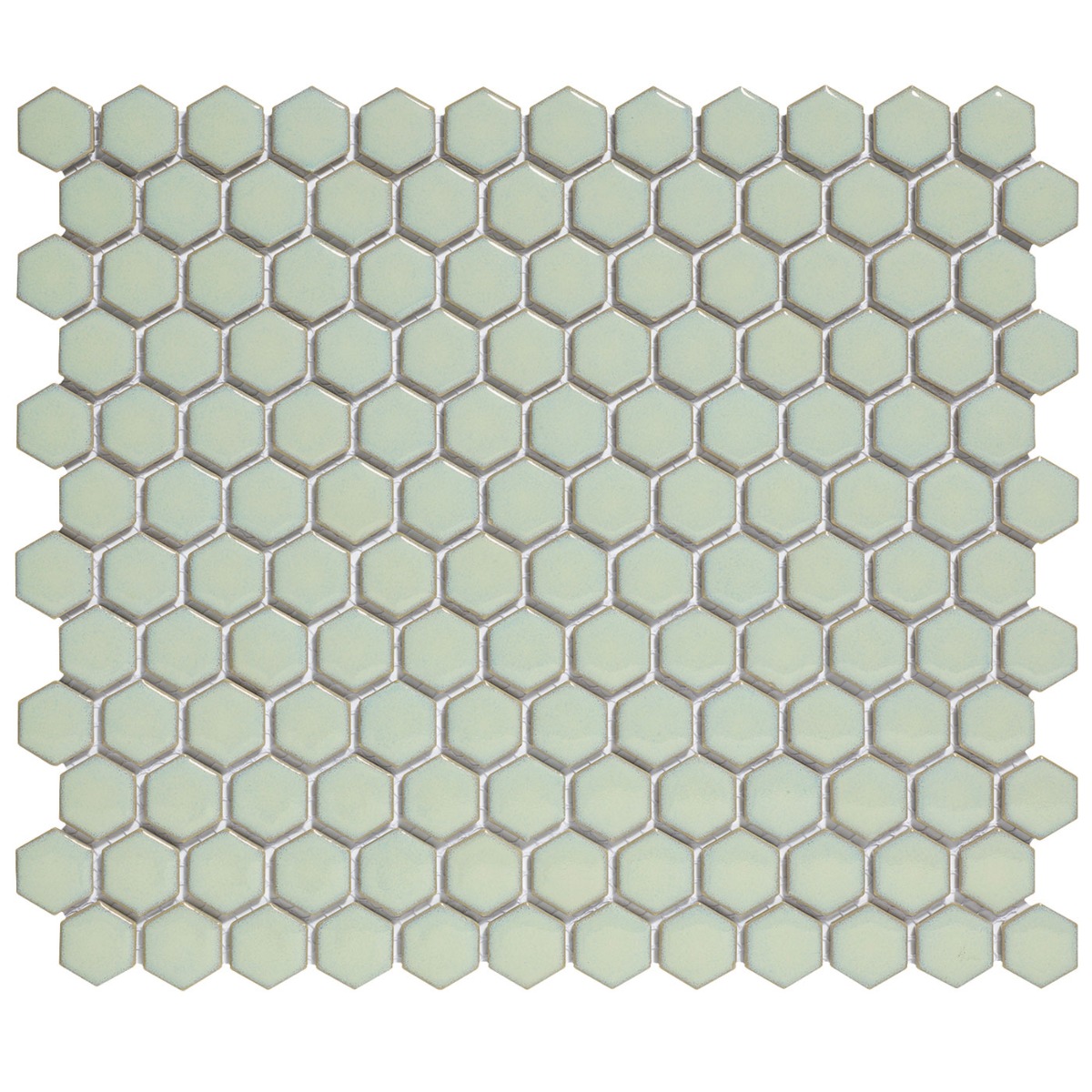 The Mosaic Factory Barcelona mini hexagon mozaïek tegels 26x30 zacht groen met rand