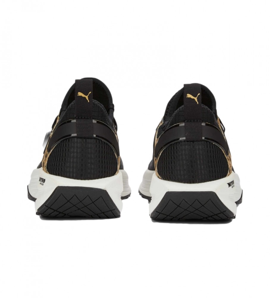 Tênis Puma PWR XX Nitro Safari Glam preto com estampa animal