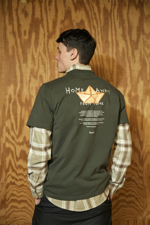 Forét ABODE EMBROIDERY T-SHIRT Dark moss/cloud