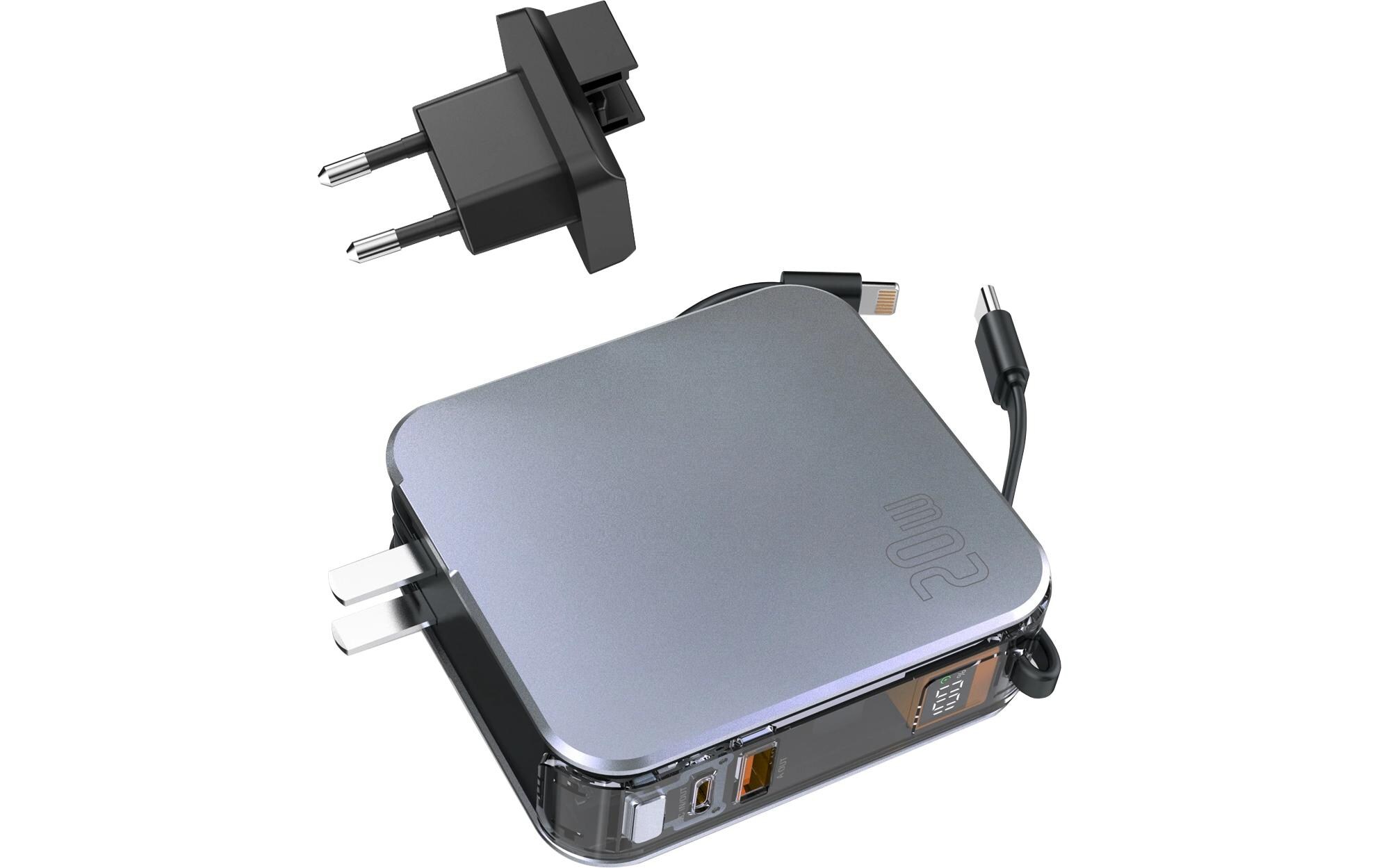 Powerbank 3in1 Hybrid Charger Lucid 10000 mAhLadegerät mit integrierten Kabeln