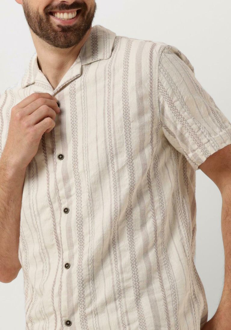 ANERKJENDT beige anerkjendt casual overhemd akleon s/s structure shirt