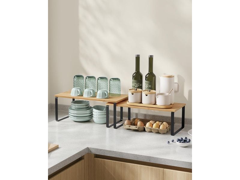 Songmics Regal 2er Set Braun/Schwarz Gewürzregale mit Metallrahmen