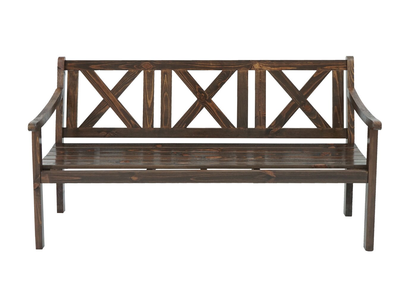 Gartenbank Mazara, Sitzbank Parkbank Holzbank, 3-Sitzer Gastro-Qualität Massiv-Holz 160cm ~ dunkelbraun