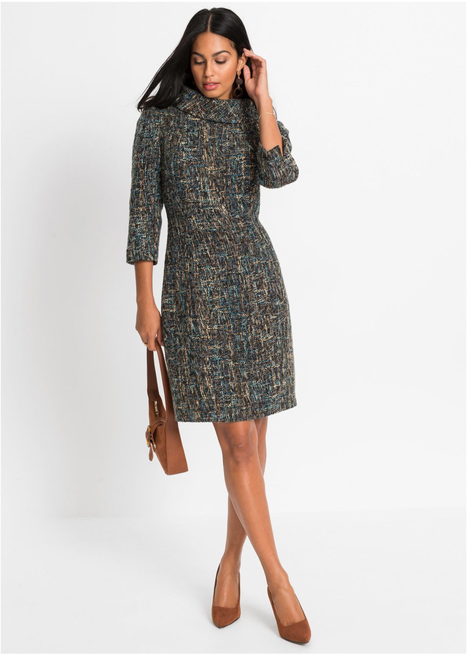 Robe fourreau en tweed
