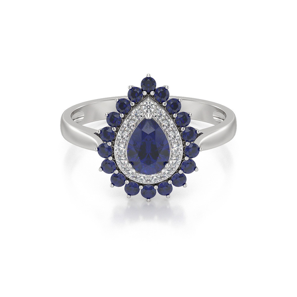 Bague ADEN Saphir et diamants sur Argent 925 3.15grs