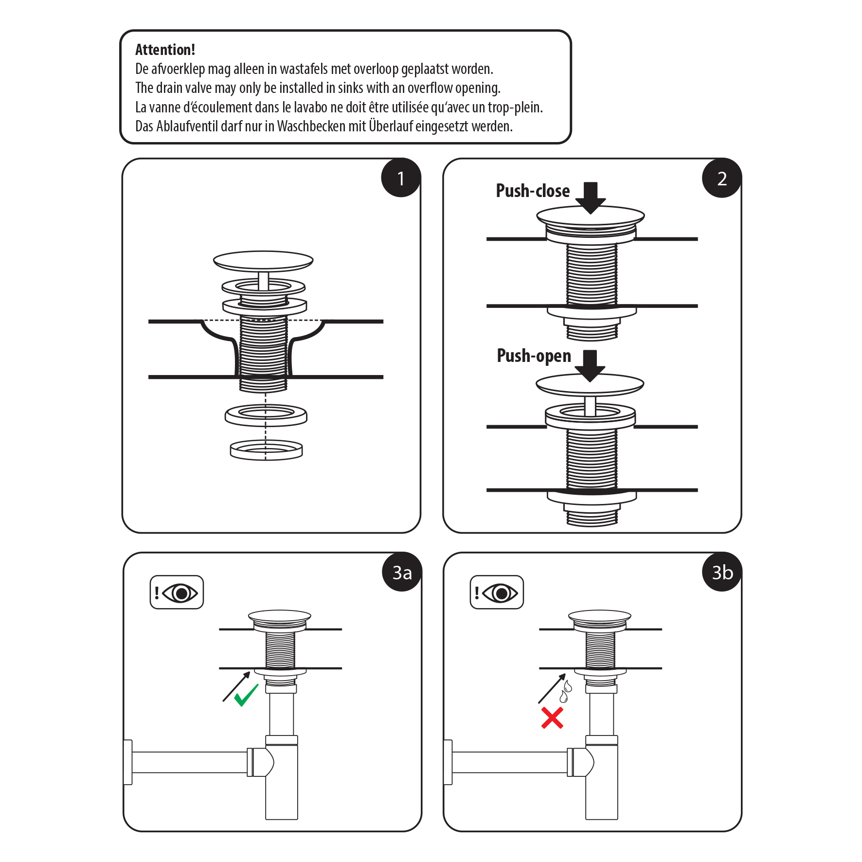 Differnz afvoerplug pop up design groot mat zwart