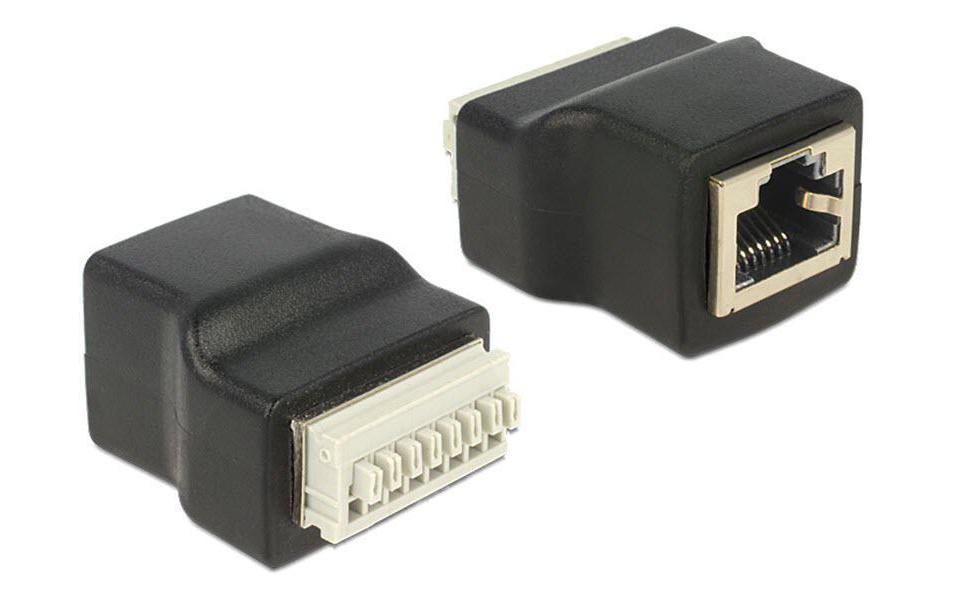 Terminalblock RJ45 f 8 Pins Adapter mit DrucktastenRJ45 Buchse zu Terminalblock mit Drucktasten 8 Pin
