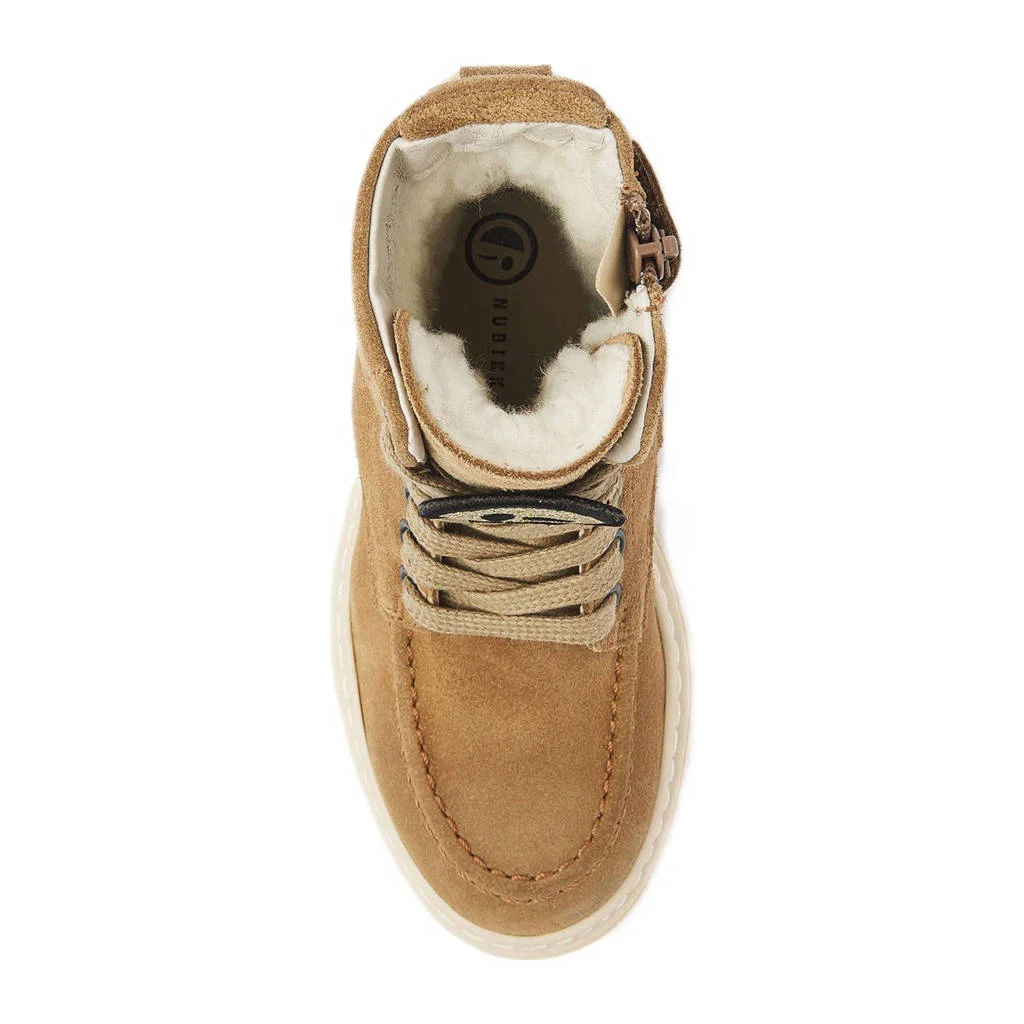 Nubikk Fae Bobbi Fur Jrgevoerde suède veterboots camel