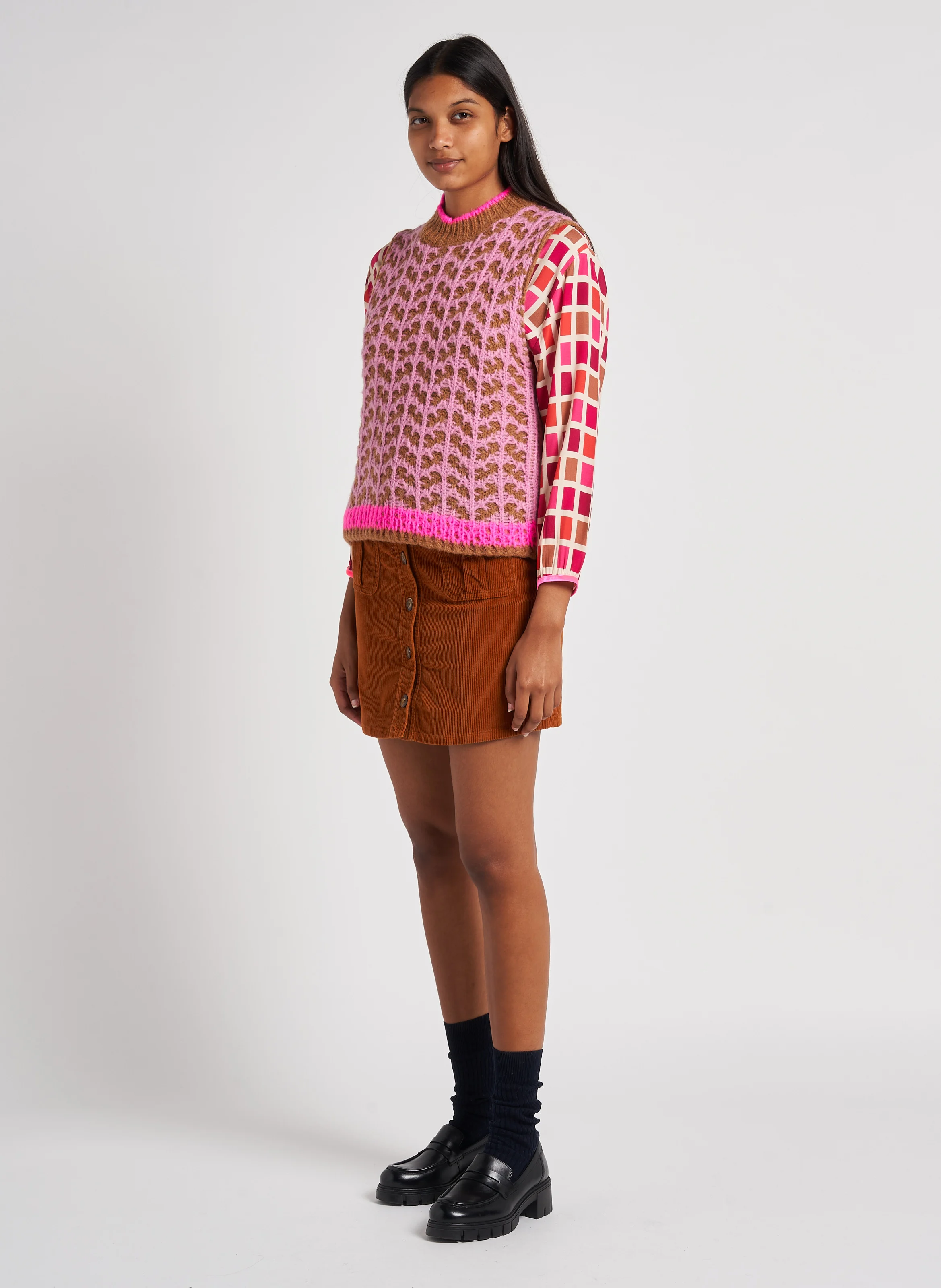 VIOLA - Pull col rond avec jacquard | Rose