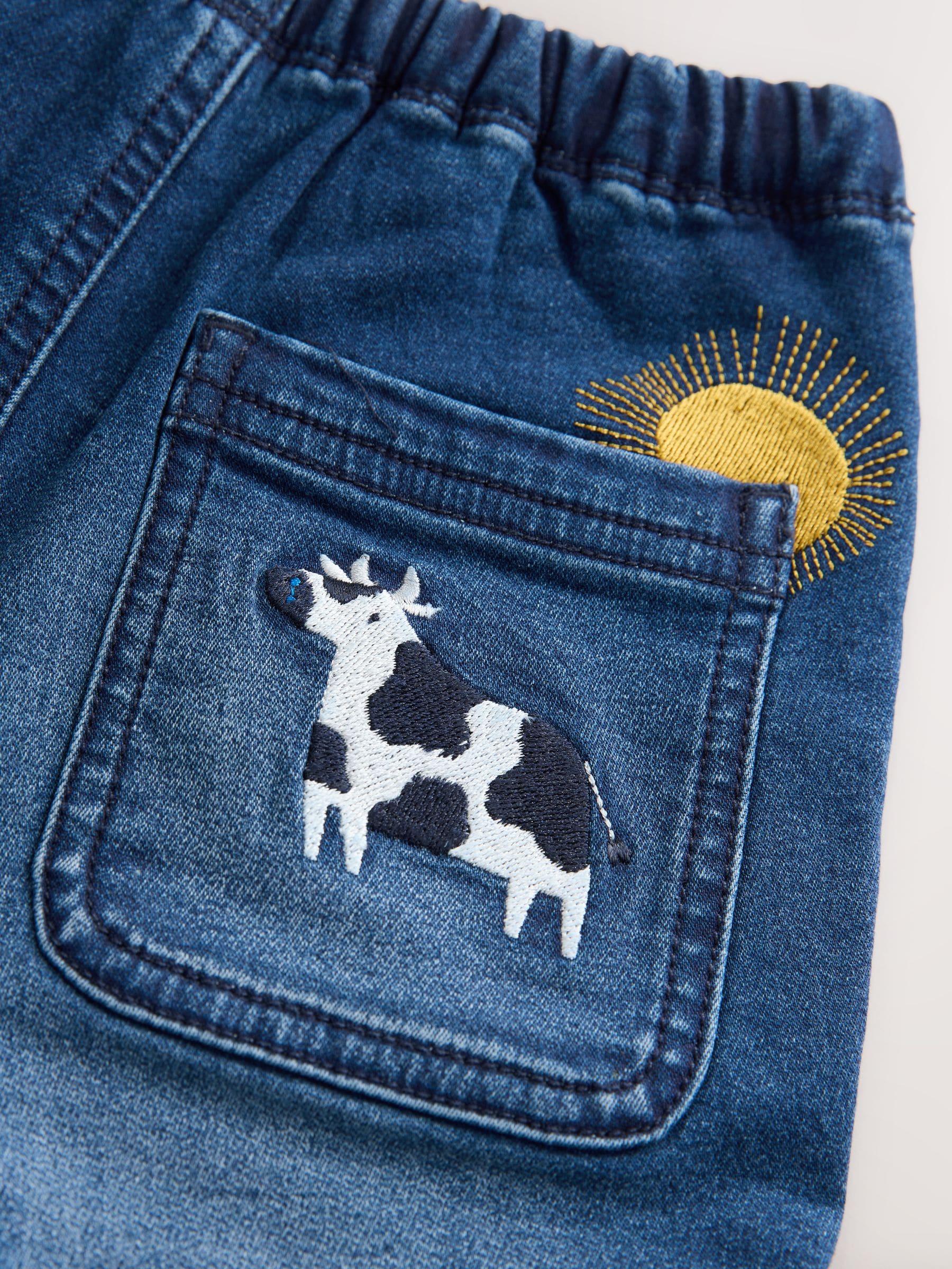 Middelblauw Boerderijpersonage - Jeans met elastische taille (3mnd-7jr)