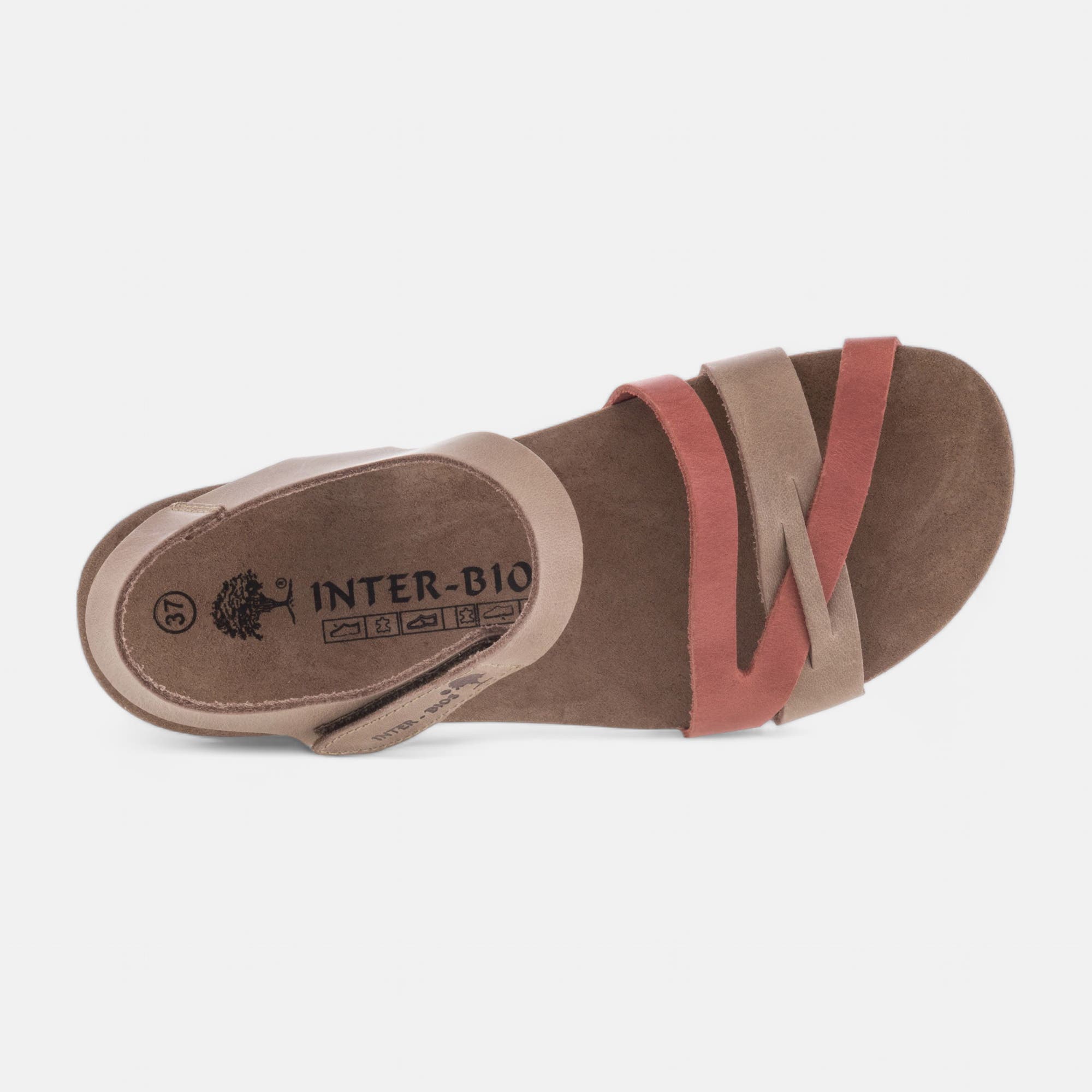 Mules semelle liège à talon compensé Femme en cuir taupe