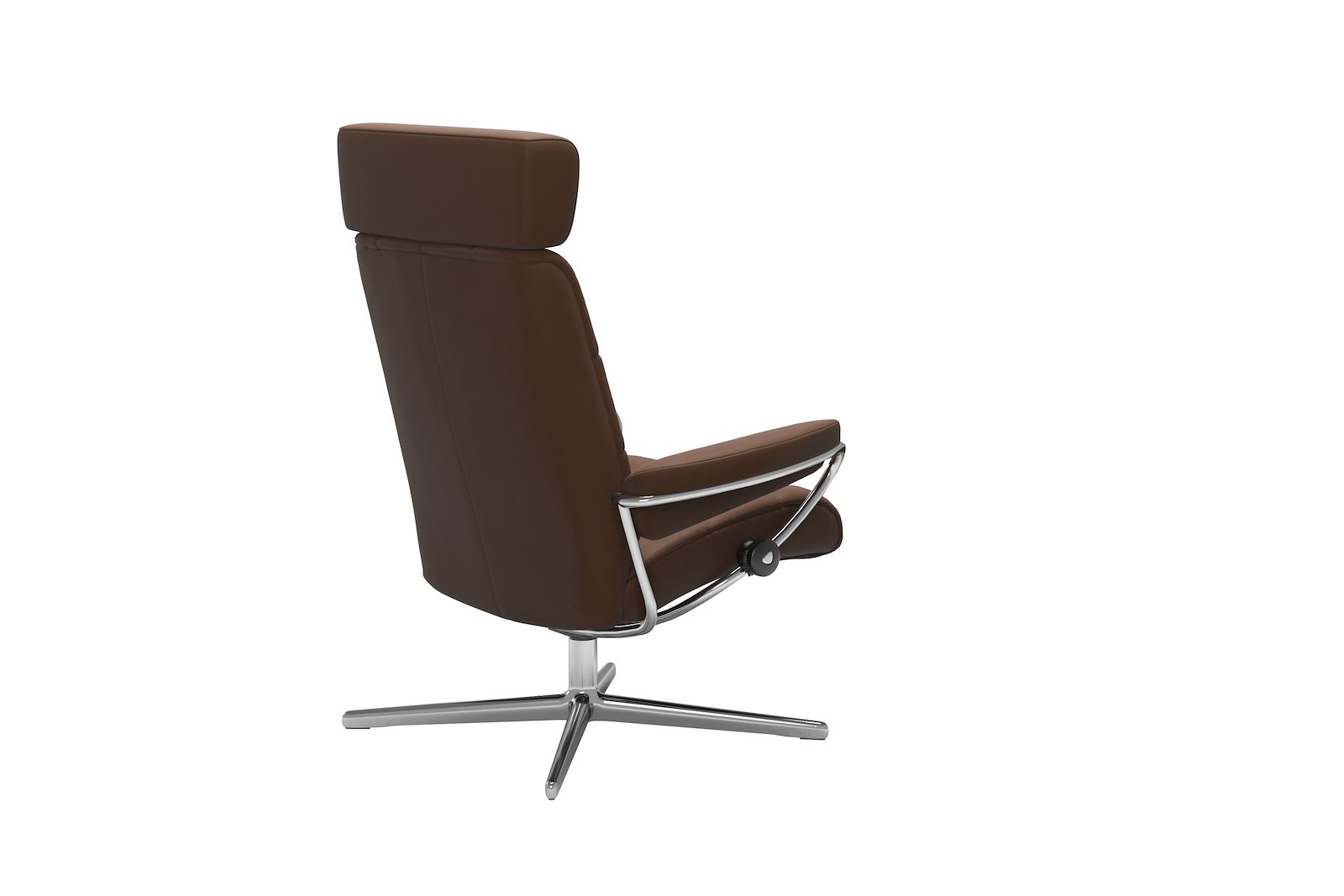 London lenestol I hud Batick Spesial Warm Brown og Cross understell i krom