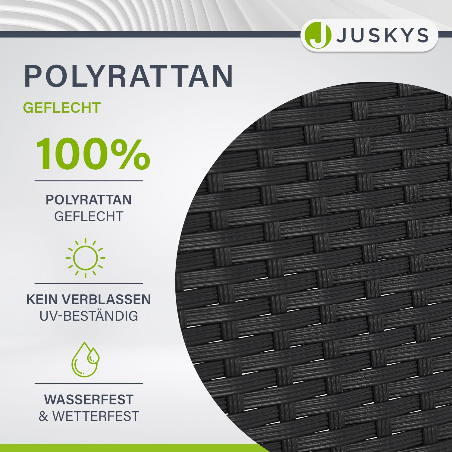 Juskys Polyrattan Gartentisch Yoro eckig - wetterfest Outdoor Beistelltisch 60x60 cm - Schwarz
