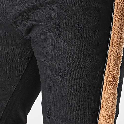 Short Jean A Bandes Fourrure P516 Noir Marron