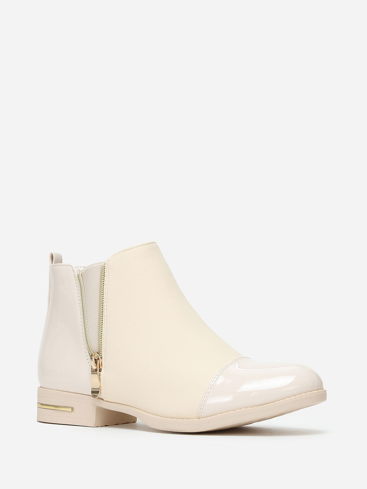 Chelsea bi-matières à zip- Beige
