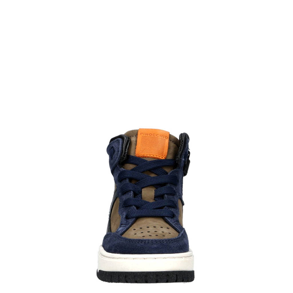 Pinocchio leren sneakers donkerblauw/taupe