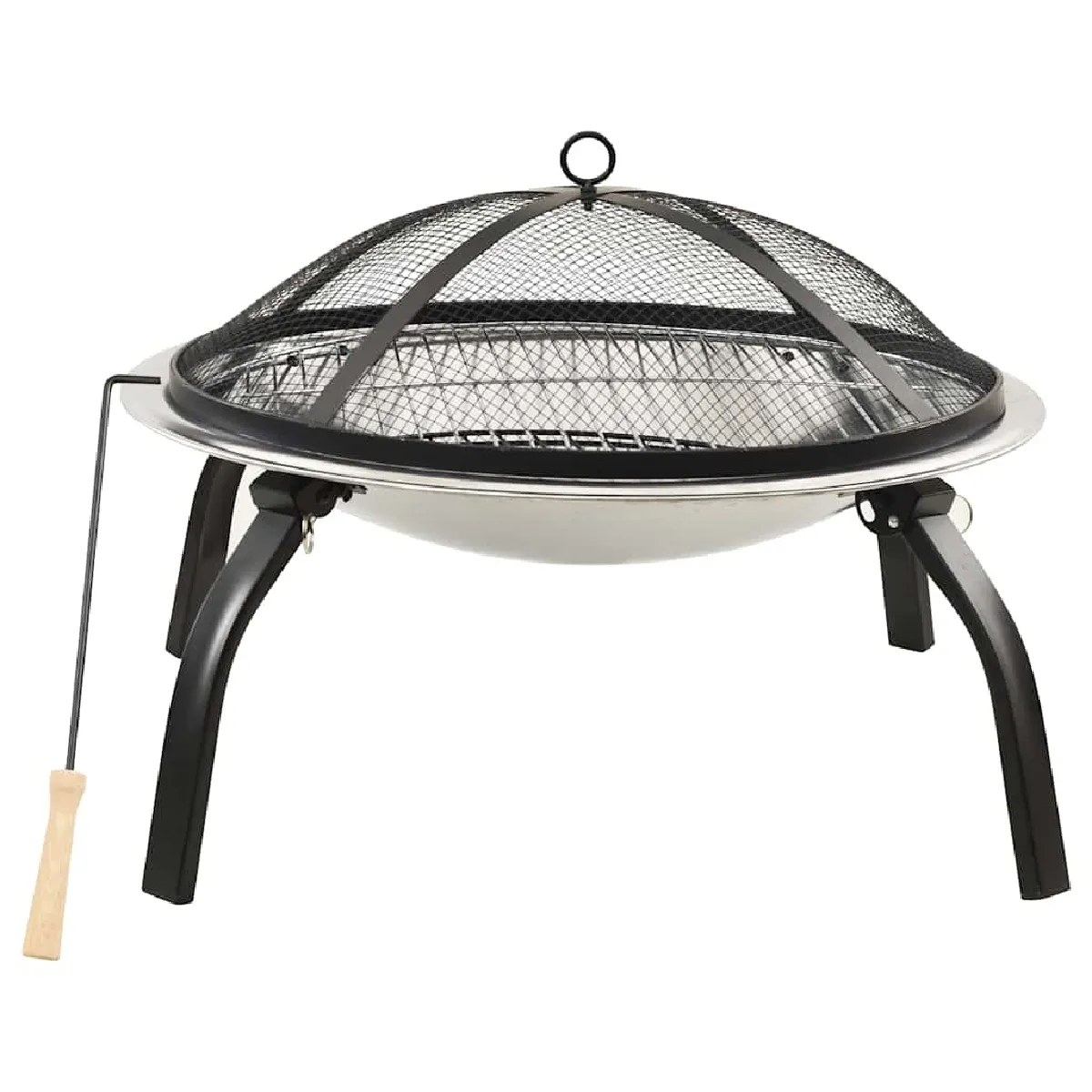 vidaXL Foyer et barbecue inox 2-en-1 56 cm