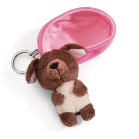 NICI Schlüsselanhänger Sleeping Pets Hund 8cm braun
